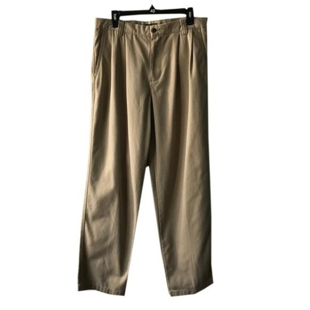 Dockers Men's Chino Pants Tan Size 34x34 Pleated Relaxed Fit Khakis